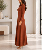 Ladies New Feeling Rib Zip Front Dress-Rust - StylePhase SA
