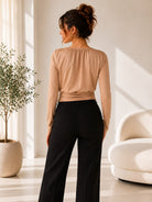 Ladies New Feeling Ruched Buckle Beige Bodysuit - StylePhase SA