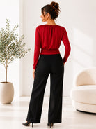 Ladies New Feeling Ruched Buckle Red Bodysuit - StylePhase SA