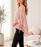 Ladies New Feeling Ruched Sleeve Pink Top - StylePhase SA