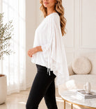Ladies New Feeling Ruched Sleeve White Top - StylePhase SA