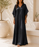 Ladies New Feeling Satin Black Kaftan - StylePhase SA