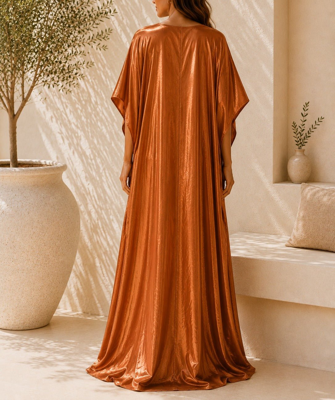 Ladies New Feeling Satin Brown Kaftan - StylePhase SA