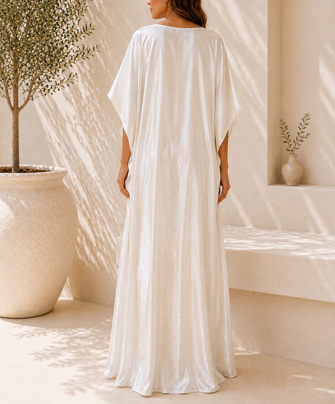 Ladies New Feeling Satin Cream Kaftan - StylePhase SA