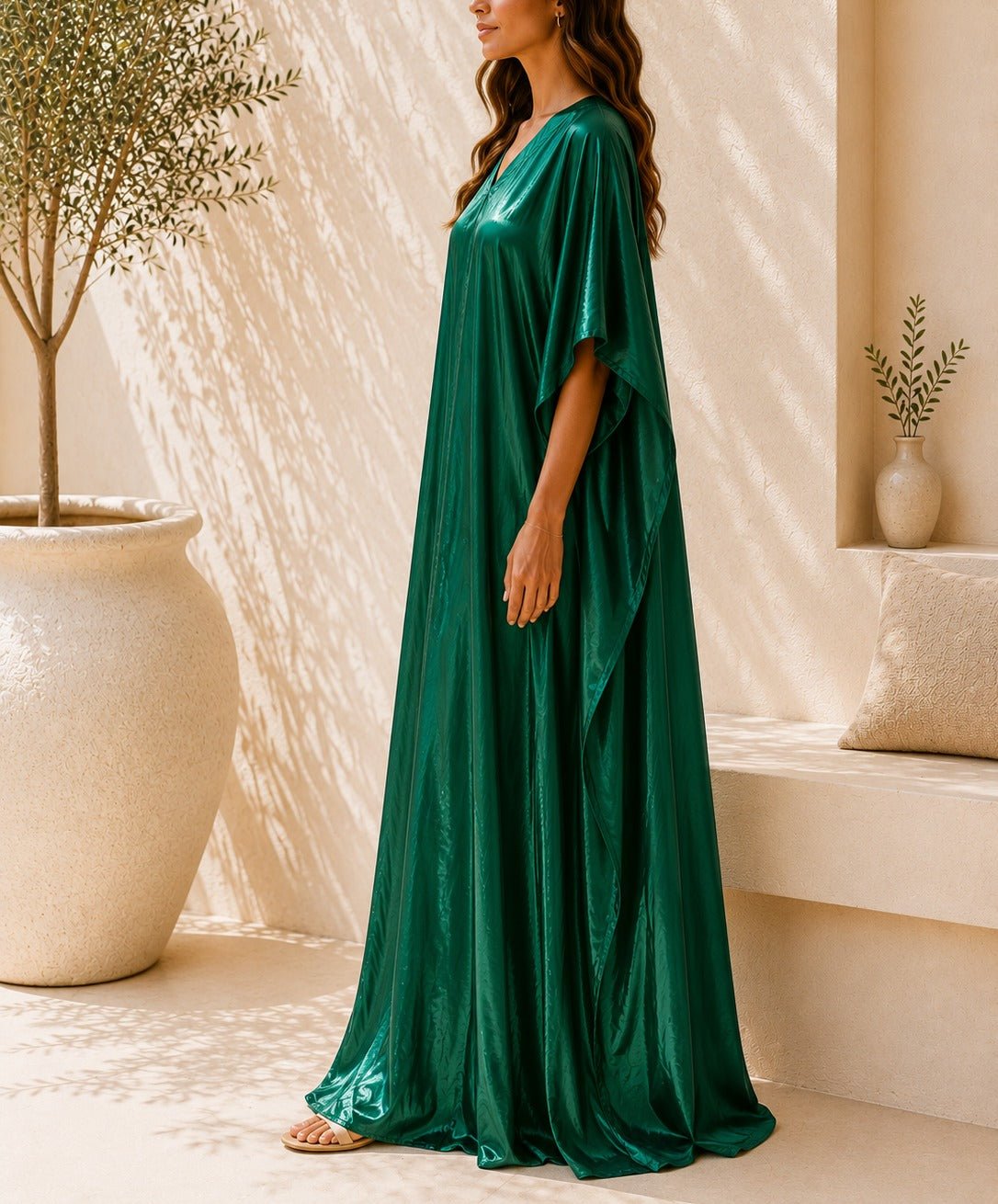 Ladies New Feeling Satin Emerald Kaftan - StylePhase SA