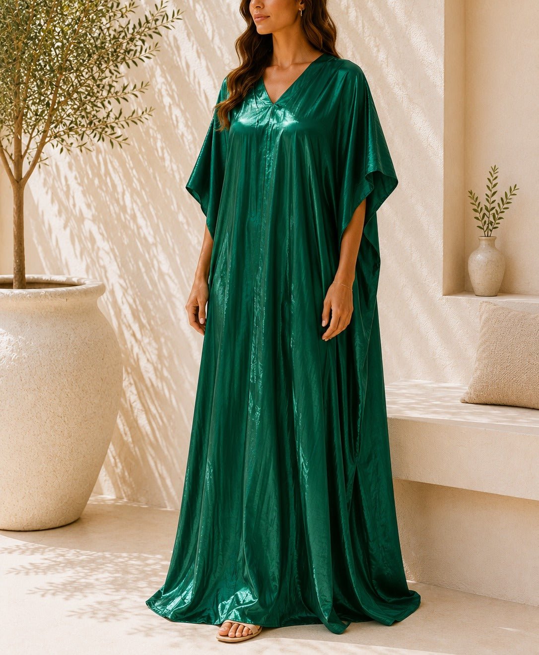 Ladies New Feeling Satin Emerald Kaftan - StylePhase SA
