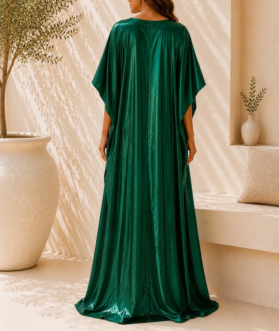 Ladies New Feeling Satin Emerald Kaftan - StylePhase SA