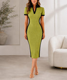 Ladies New Feeling Side Stripe Collar Dress-Green - StylePhase SA