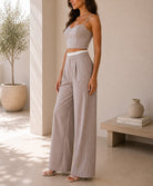 Ladies New Feeling Stone Pinstriped Two Piece Set - StylePhase SA