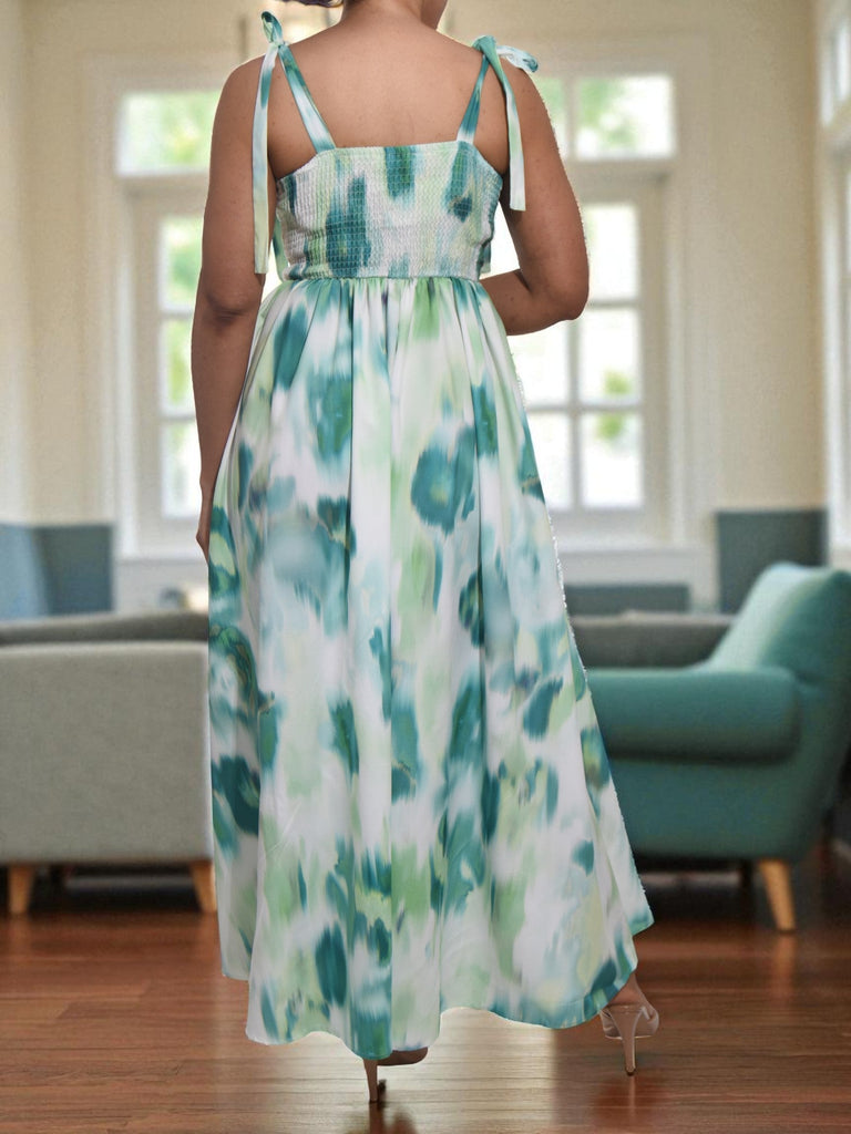 Ladies New Feeling Tie Shoulder Green Pocket Dress - StylePhase SA
