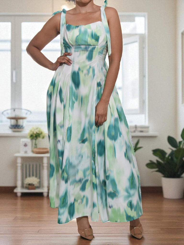 Ladies New Feeling Tie Shoulder Green Pocket Dress - StylePhase SA