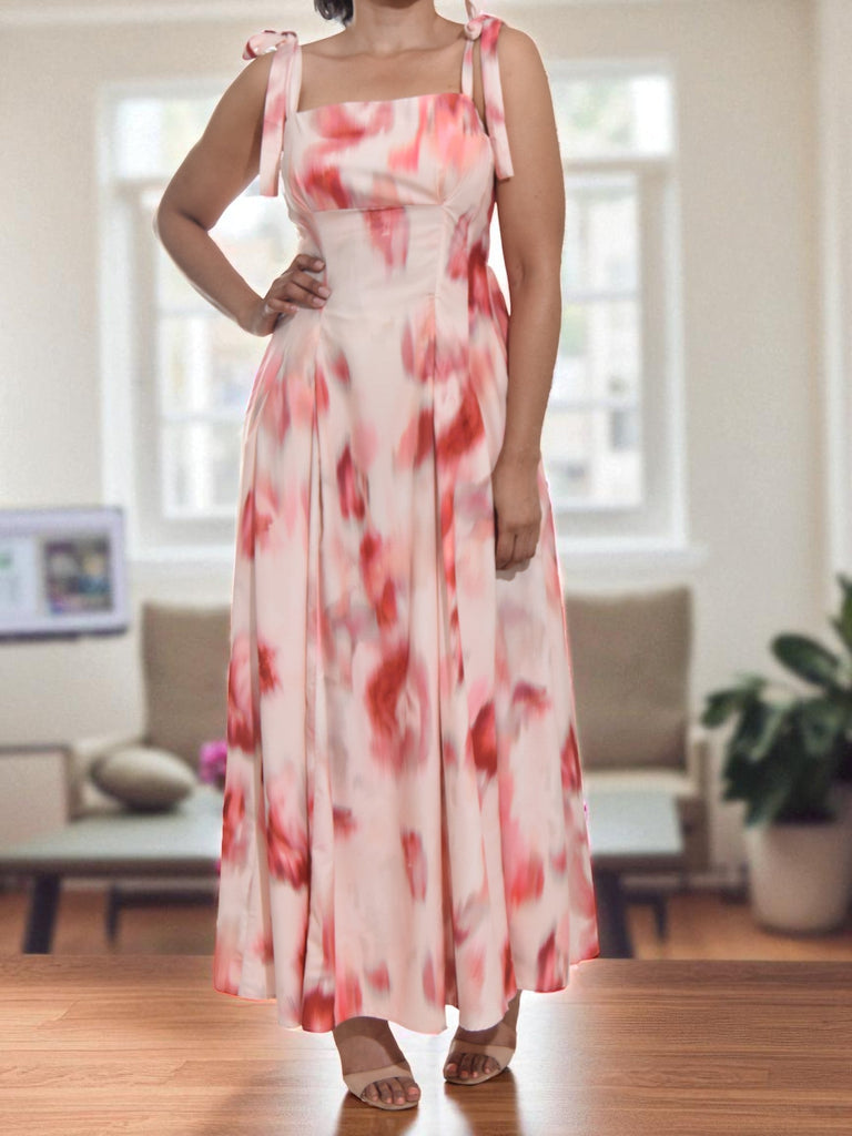 Ladies New Feeling Tie Shoulder Peach Pocket Dress - StylePhase SA