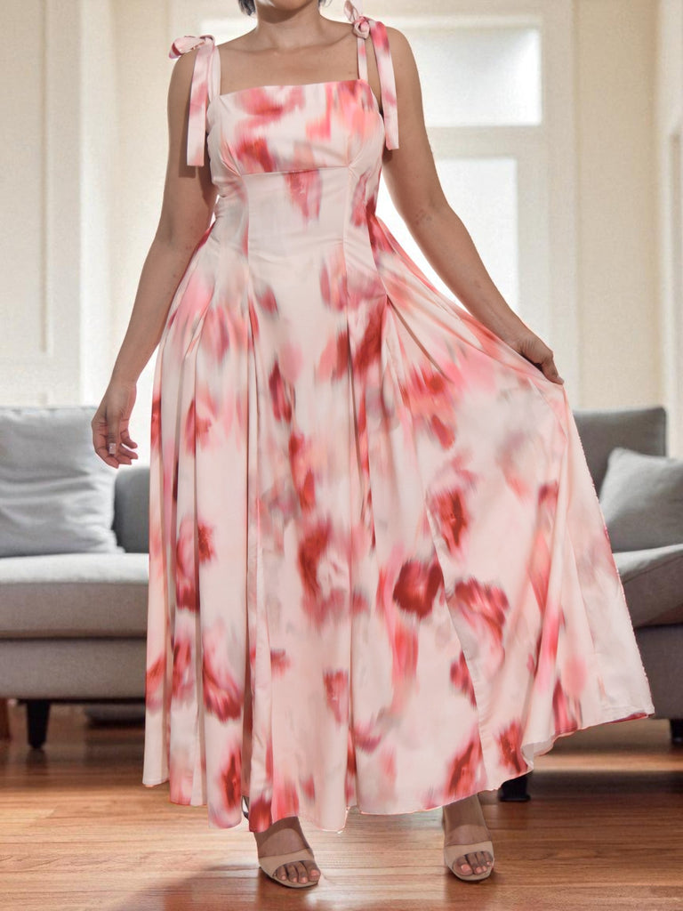 Ladies New Feeling Tie Shoulder Peach Pocket Dress - StylePhase SA