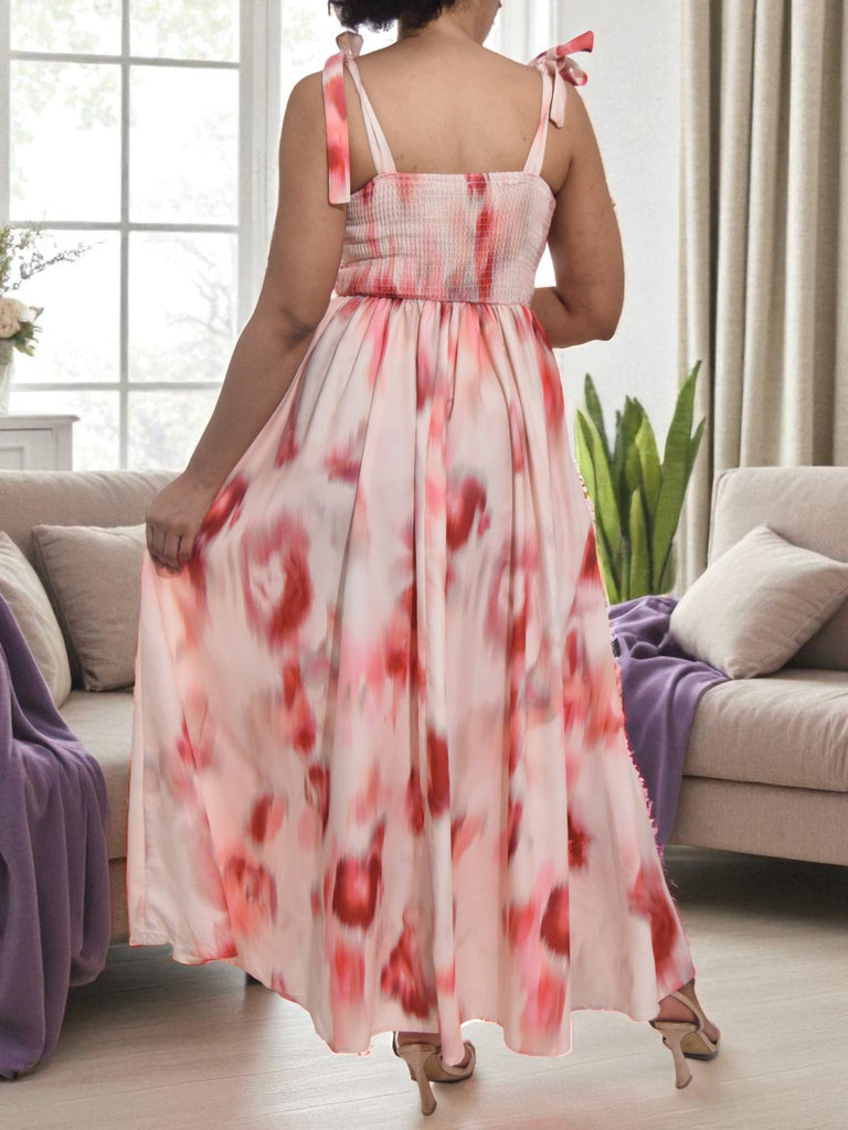Ladies New Feeling Tie Shoulder Peach Pocket Dress - StylePhase SA