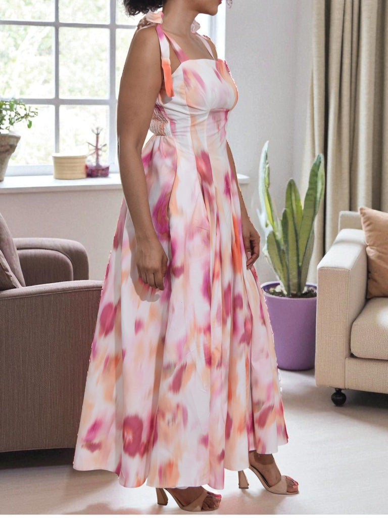 Ladies New Feeling Tie Shoulder Pink Pocket Dress - StylePhase SA