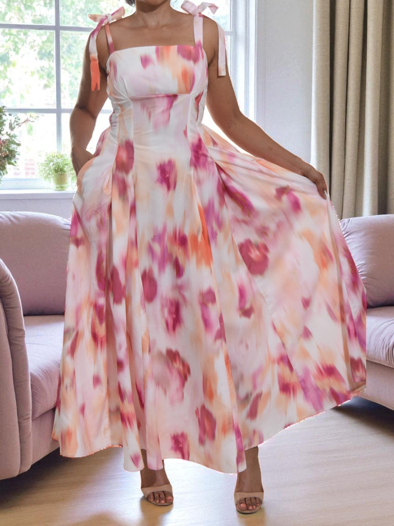 Ladies New Feeling Tie Shoulder Pink Pocket Dress - StylePhase SA