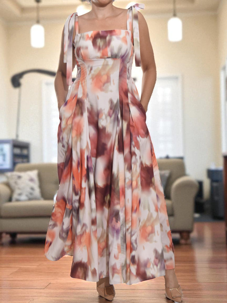 Ladies New Feeling Tie Shoulder Rust Pocket Dress - StylePhase SA