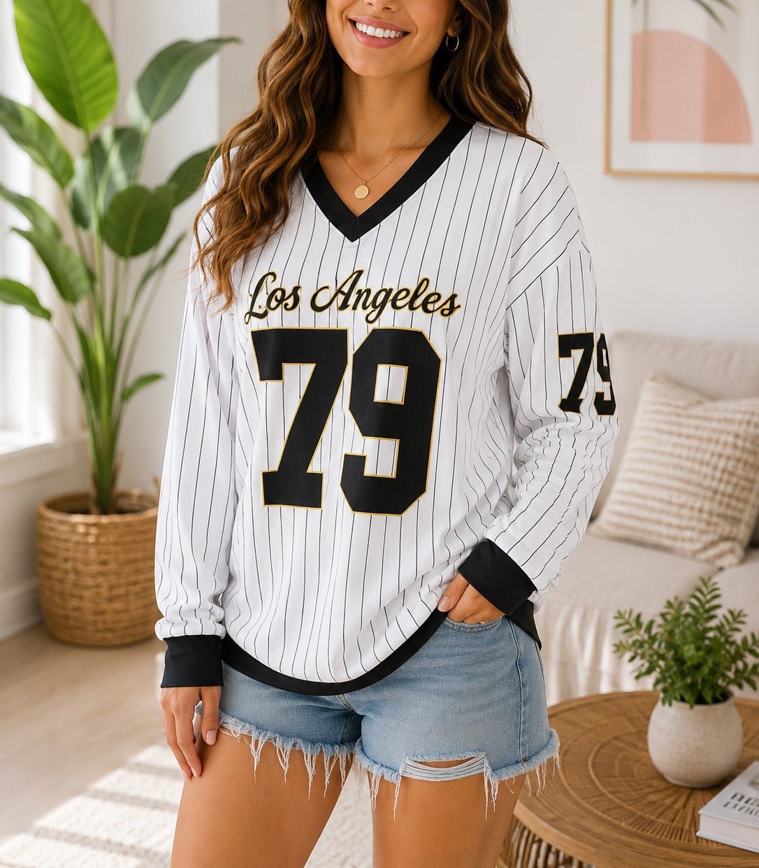 Ladies New Feeling White Baseball Sweater - StylePhase SA