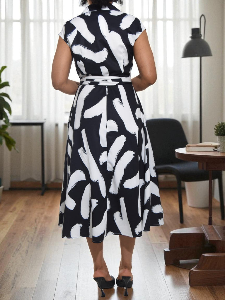 Ladies New Feeling Wrap Dress - Black And White - StylePhase SA
