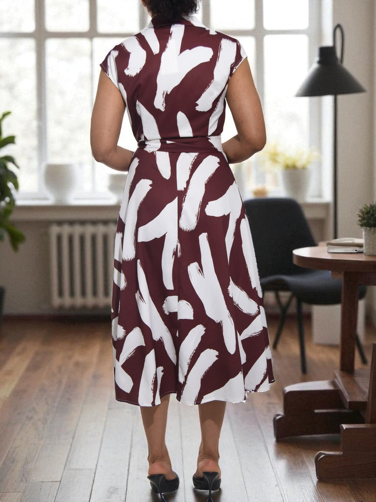 Ladies New Feeling Wrap Dress - Brown And White - StylePhase SA