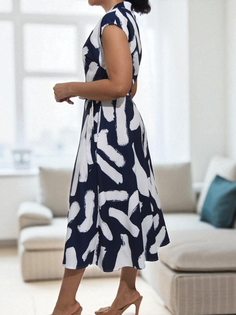 Ladies New Feeling Wrap Dress - Navy And White - StylePhase SA