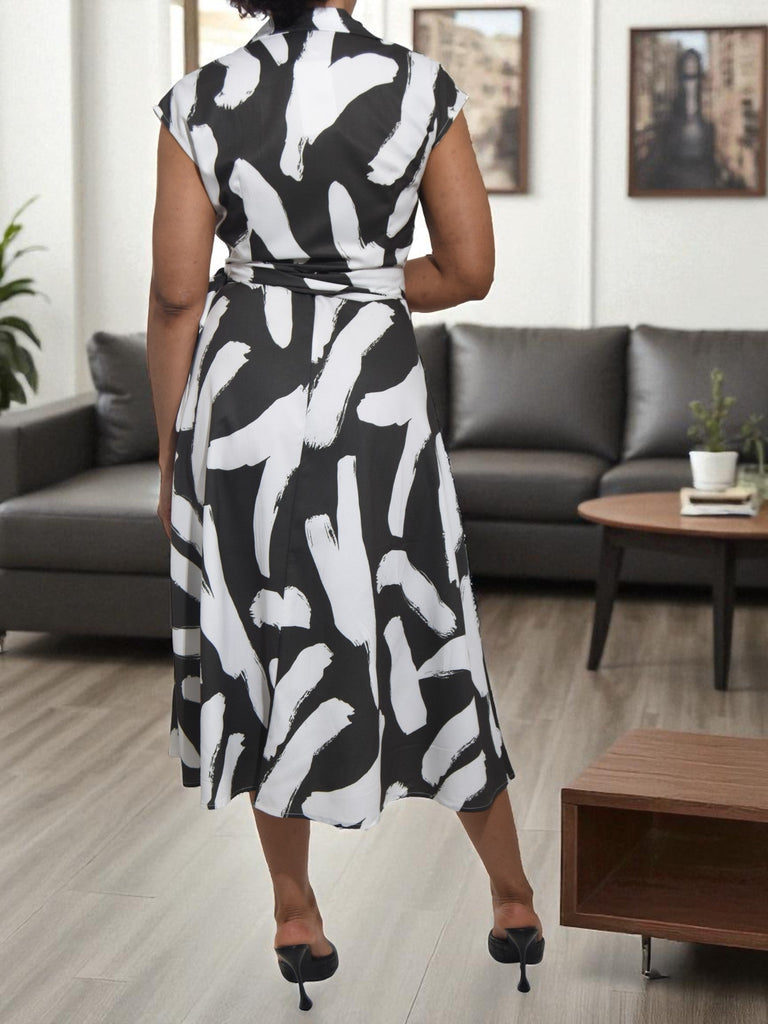 Ladies New Feeling Wrap Dress - Olive And White - StylePhase SA