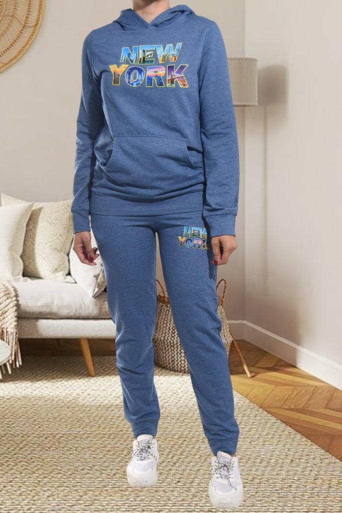 Ladies New York Printed Color Tracksuit Set - StylePhase SA