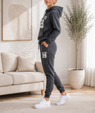 Ladies New York Printed Fleece Tracksuit Set - Charcoal - StylePhase SA