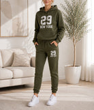 Ladies New York Printed Fleece Tracksuit Set - Olive - StylePhase SA