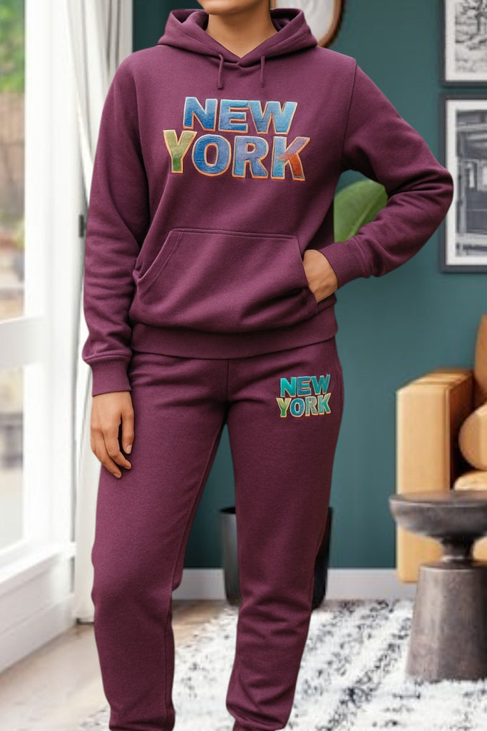 Ladies New York Purple Tracksuit Set - StylePhase SA
