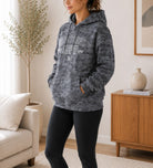 Ladies Now Trend Printed Hoody top - Dark Grey Shaded - StylePhase SA