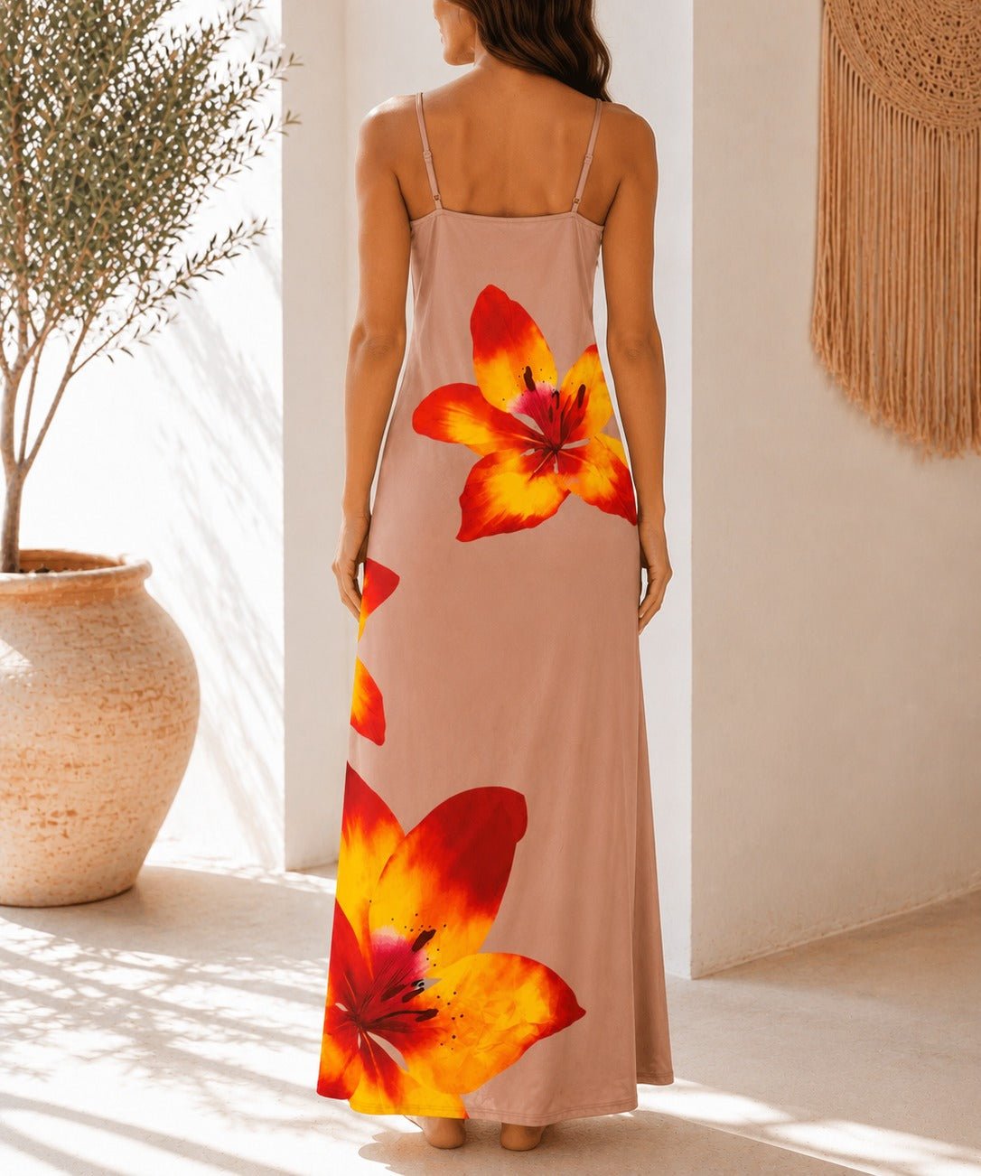 Ladies Nude Tropical Maxi Dress - StylePhase SA