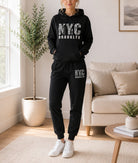Ladies NYC Printed Fleece Tracksuit Set - Black - StylePhase SA