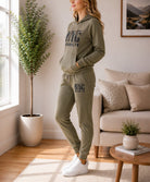 Ladies NYC Printed Fleece Tracksuit Set - Khaki - StylePhase SA