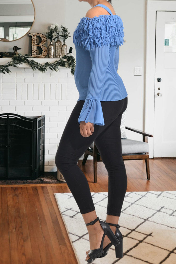 Ladies Off Shoulder Blue Top - StylePhase SA