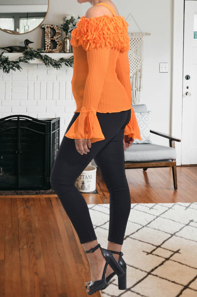 Ladies Off Shoulder Orange Top - StylePhase SA