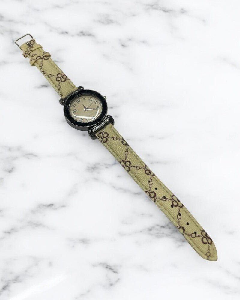 Ladies Off - white Pattern Design Strap Watch - StylePhase SA