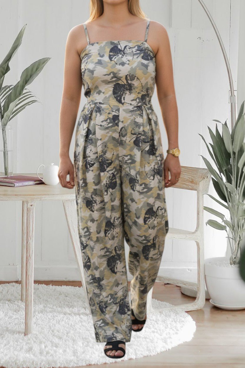 Ladies Olive And Green Strappy Pleated Jumpsuit - StylePhase SA