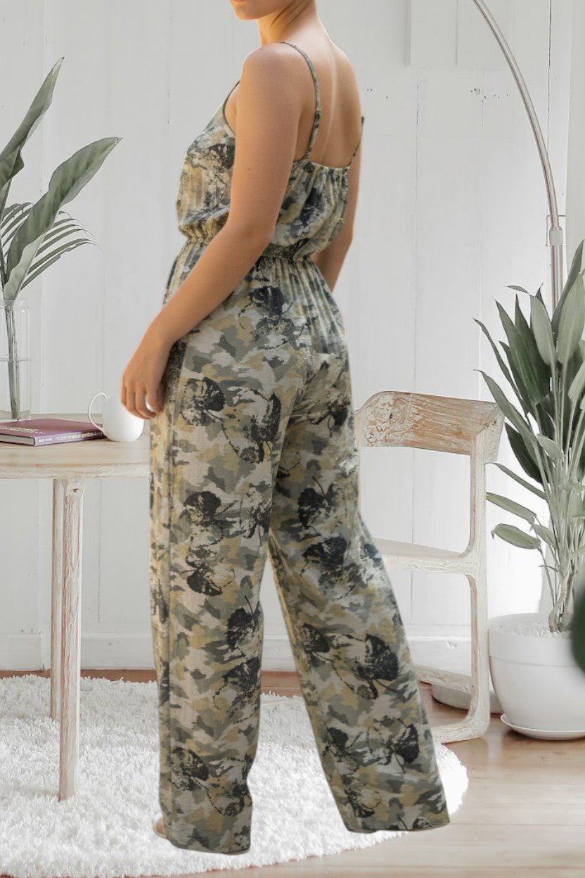 Ladies Olive And Green Strappy Pleated Jumpsuit - StylePhase SA