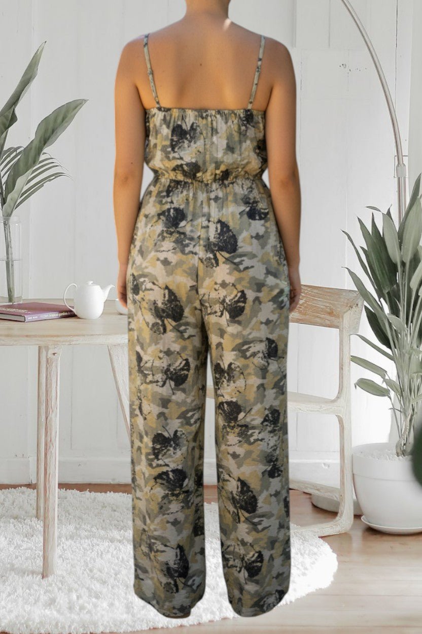 Ladies Olive And Green Strappy Pleated Jumpsuit - StylePhase SA