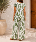 Ladies Olive Botanical Print Two Piece Set - StylePhase SA