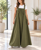 Ladies Olive Buckle Strap Side Pocket Maxi Dress - StylePhase SA