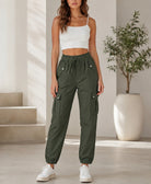 Ladies Olive Button Detail Cargo Pants - StylePhase SA