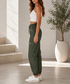 Ladies Olive Button Detail Cargo Pants - StylePhase SA