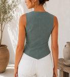 Ladies Olive Button V-neck Waistcoat - StylePhase SA