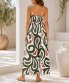 Ladies Olive Cami Swirl Pattern Maxi Dress - StylePhase SA
