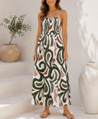 Ladies Olive Cami Swirl Pattern Maxi Dress - StylePhase SA