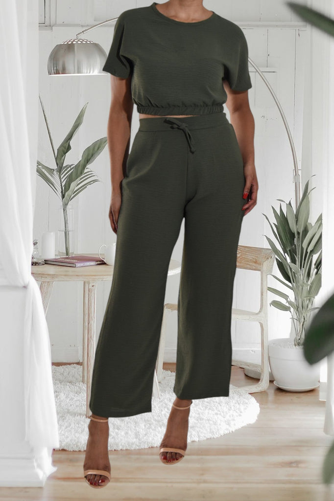 Ladies Olive Crop Set - StylePhase SA