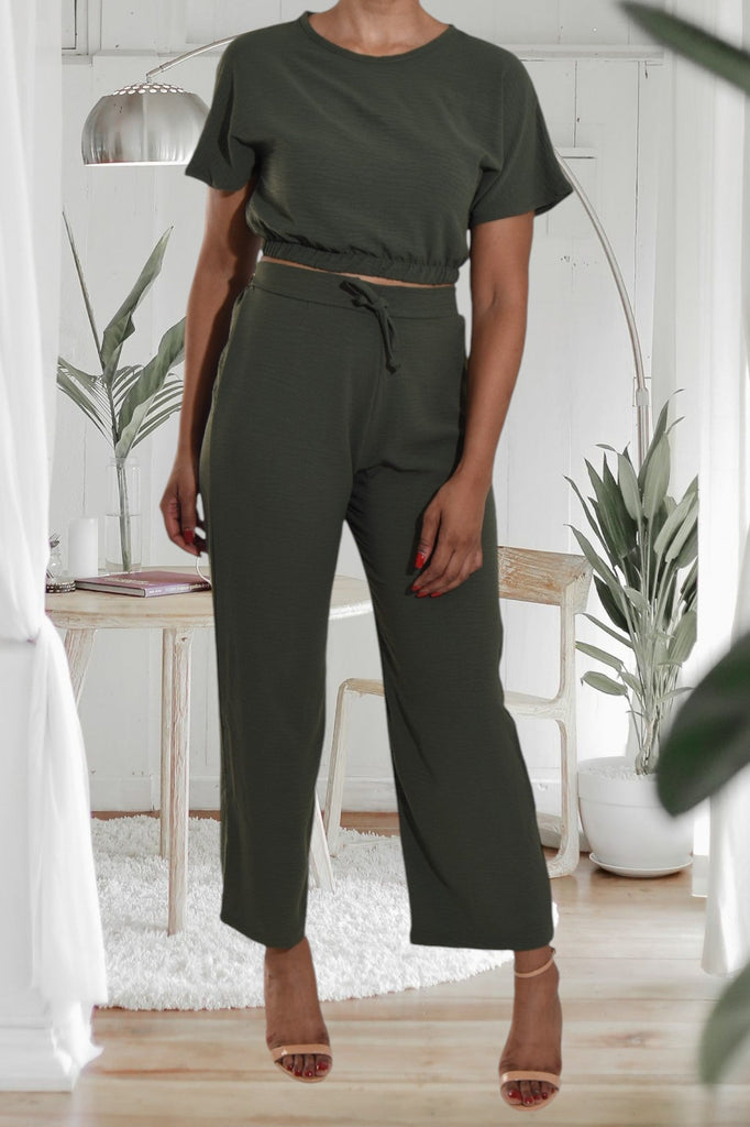 Ladies Olive Crop Set - StylePhase SA