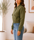 Ladies Olive Cropped Fleece New Feeling jacket - StylePhase SA